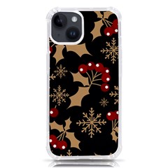 Christmas Pattern With Snowflakes Berries Iphone 14 Tpu Uv Print Case by Ket1n9