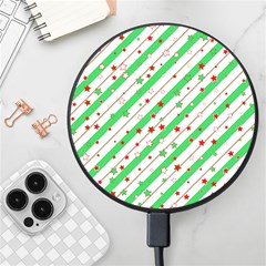 Christmas Paper Stars Pattern Texture Background Colorful Colors Seamless Wireless Fast Charger(black) by Ket1n9