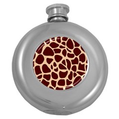 Animal Print Girraf Patterns Round Hip Flask (5 Oz) by Ket1n9