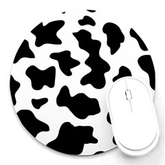 Animal Print Black And White Black Round Mousepad by Ket1n9