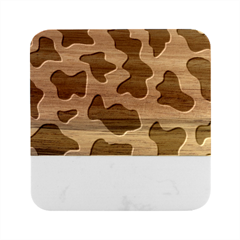 Animal Print Black And White Black Marble Wood Coaster (square) by Ket1n9