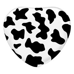 Animal Print Black And White Black Heart Glass Fridge Magnet (4 Pack) by Ket1n9