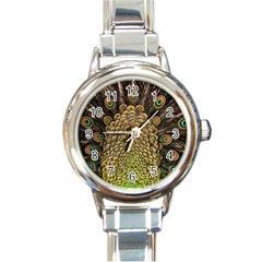 Peacock Feathers Wheel Plumage Round Italian Charm Watch by Ket1n9