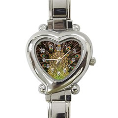 Peacock Feathers Wheel Plumage Heart Italian Charm Watch by Ket1n9