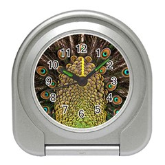 Peacock Feathers Wheel Plumage Travel Alarm Clock by Ket1n9