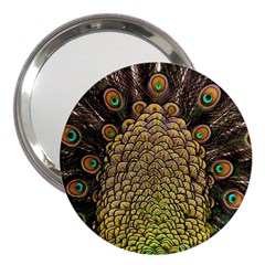 Peacock Feathers Wheel Plumage 3  Handbag Mirrors by Ket1n9