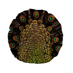 Peacock Feathers Wheel Plumage Standard 15  Premium Round Cushions by Ket1n9