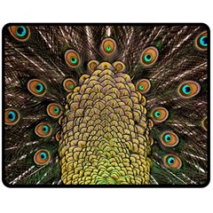 Peacock Feathers Wheel Plumage Two Sides Fleece Blanket (medium) by Ket1n9