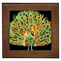 Unusual Peacock Drawn With Flame Lines Framed Tile by Ket1n9