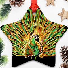 Unusual Peacock Drawn With Flame Lines Ornament (star) by Ket1n9