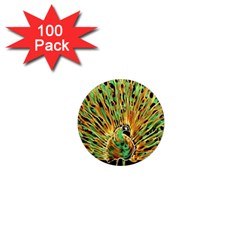 Unusual Peacock Drawn With Flame Lines 1  Mini Magnets (100 Pack)  by Ket1n9