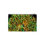 Unusual Peacock Drawn With Flame Lines Cosmetic Bag (Small) Back