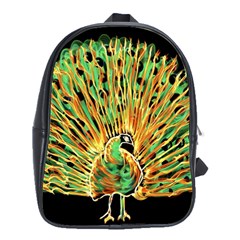 Unusual Peacock Drawn With Flame Lines School Bag (large) by Ket1n9