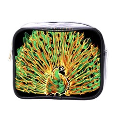 Unusual Peacock Drawn With Flame Lines Mini Toiletries Bag (one Side) by Ket1n9