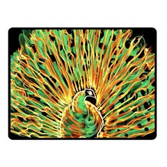 Unusual Peacock Drawn With Flame Lines Fleece Blanket (small) by Ket1n9