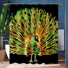 Unusual Peacock Drawn With Flame Lines Shower Curtain 60  X 72  (medium)  by Ket1n9