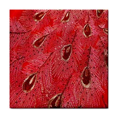 Red Peacock Floral Embroidered Long Qipao Traditional Chinese Cheongsam Mandarin Tile Coaster by Ket1n9