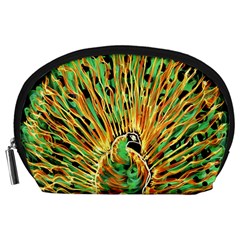 Unusual Peacock Drawn With Flame Lines Accessory Pouch (large) by Ket1n9