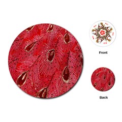 Red Peacock Floral Embroidered Long Qipao Traditional Chinese Cheongsam Mandarin Playing Cards Single Design (round) by Ket1n9