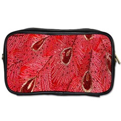 Red Peacock Floral Embroidered Long Qipao Traditional Chinese Cheongsam Mandarin Toiletries Bag (one Side) by Ket1n9