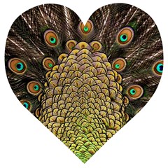 Peacock Feathers Wheel Plumage Wooden Puzzle Heart by Ket1n9