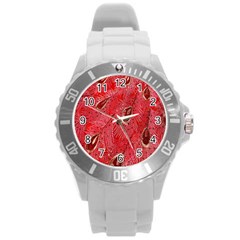 Red Peacock Floral Embroidered Long Qipao Traditional Chinese Cheongsam Mandarin Round Plastic Sport Watch (l) by Ket1n9