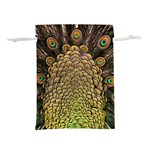 Peacock Feathers Wheel Plumage Lightweight Drawstring Pouch (L) Front