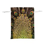 Peacock Feathers Wheel Plumage Lightweight Drawstring Pouch (L) Back