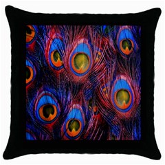 Pretty Peacock Feather Throw Pillow Case (black) by Ket1n9