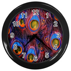 Pretty Peacock Feather Wall Clock (black) by Ket1n9