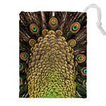 Peacock Feathers Wheel Plumage Drawstring Pouch (4XL) Front