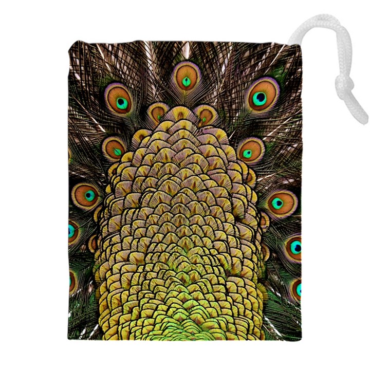 Peacock Feathers Wheel Plumage Drawstring Pouch (4XL)