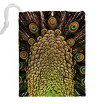 Peacock Feathers Wheel Plumage Drawstring Pouch (4XL) Back