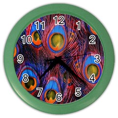 Pretty Peacock Feather Color Wall Clock by Ket1n9