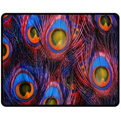 Pretty Peacock Feather Two Sides Fleece Blanket (medium) by Ket1n9