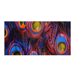 Pretty Peacock Feather Satin Wrap 35  X 70  by Ket1n9