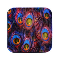 Pretty Peacock Feather Square Metal Box (black) by Ket1n9