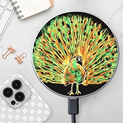 Unusual Peacock Drawn With Flame Lines Wireless Fast Charger(white) by Ket1n9