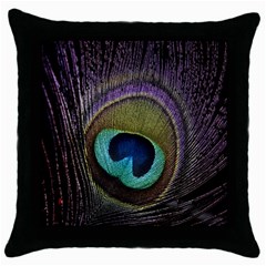 Peacock Feather Throw Pillow Case (black) by Ket1n9