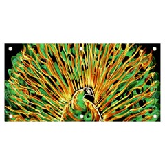 Unusual Peacock Drawn With Flame Lines Banner And Sign 6  X 3  by Ket1n9