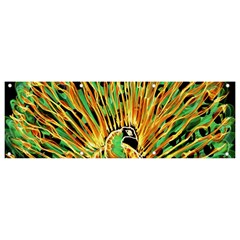 Unusual Peacock Drawn With Flame Lines Banner And Sign 9  X 3  by Ket1n9