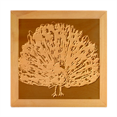 Unusual Peacock Drawn With Flame Lines Wood Photo Frame Cube by Ket1n9