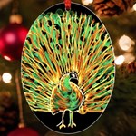 Unusual Peacock Drawn With Flame Lines UV Print Acrylic Ornament Oval Front