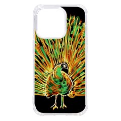 Unusual Peacock Drawn With Flame Lines Iphone 14 Pro Tpu Uv Print Case by Ket1n9