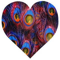 Pretty Peacock Feather Wooden Puzzle Heart by Ket1n9