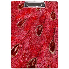 Red Peacock Floral Embroidered Long Qipao Traditional Chinese Cheongsam Mandarin A4 Acrylic Clipboard by Ket1n9