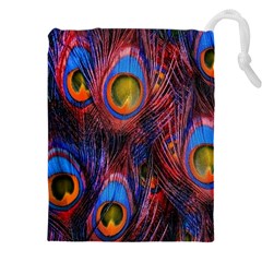 Pretty Peacock Feather Drawstring Pouch (4xl) by Ket1n9