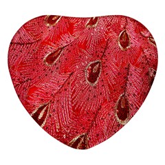 Red Peacock Floral Embroidered Long Qipao Traditional Chinese Cheongsam Mandarin Heart Glass Fridge Magnet (4 Pack) by Ket1n9