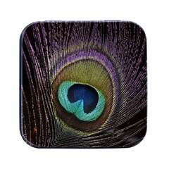 Peacock Feather Square Metal Box (black) by Ket1n9