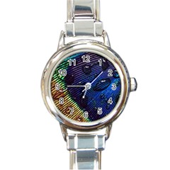 Peacock Feather Retina Mac Round Italian Charm Watch by Ket1n9